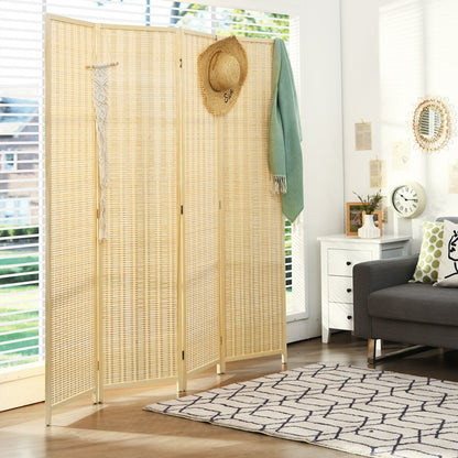 6 ft 4 Panel Portable Folding Room Divider Screen, Natural Room Dividers at Gallery Canada