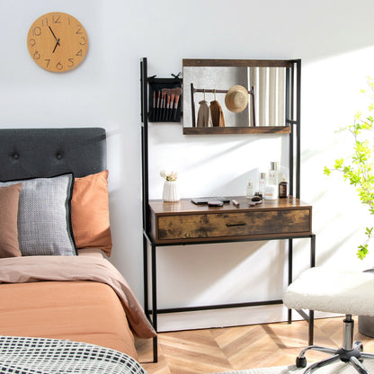 Industrial Vanity Table, 3-Height Adjustable Mirror Bag, Brown Makeup Vanities at Gallery Canada