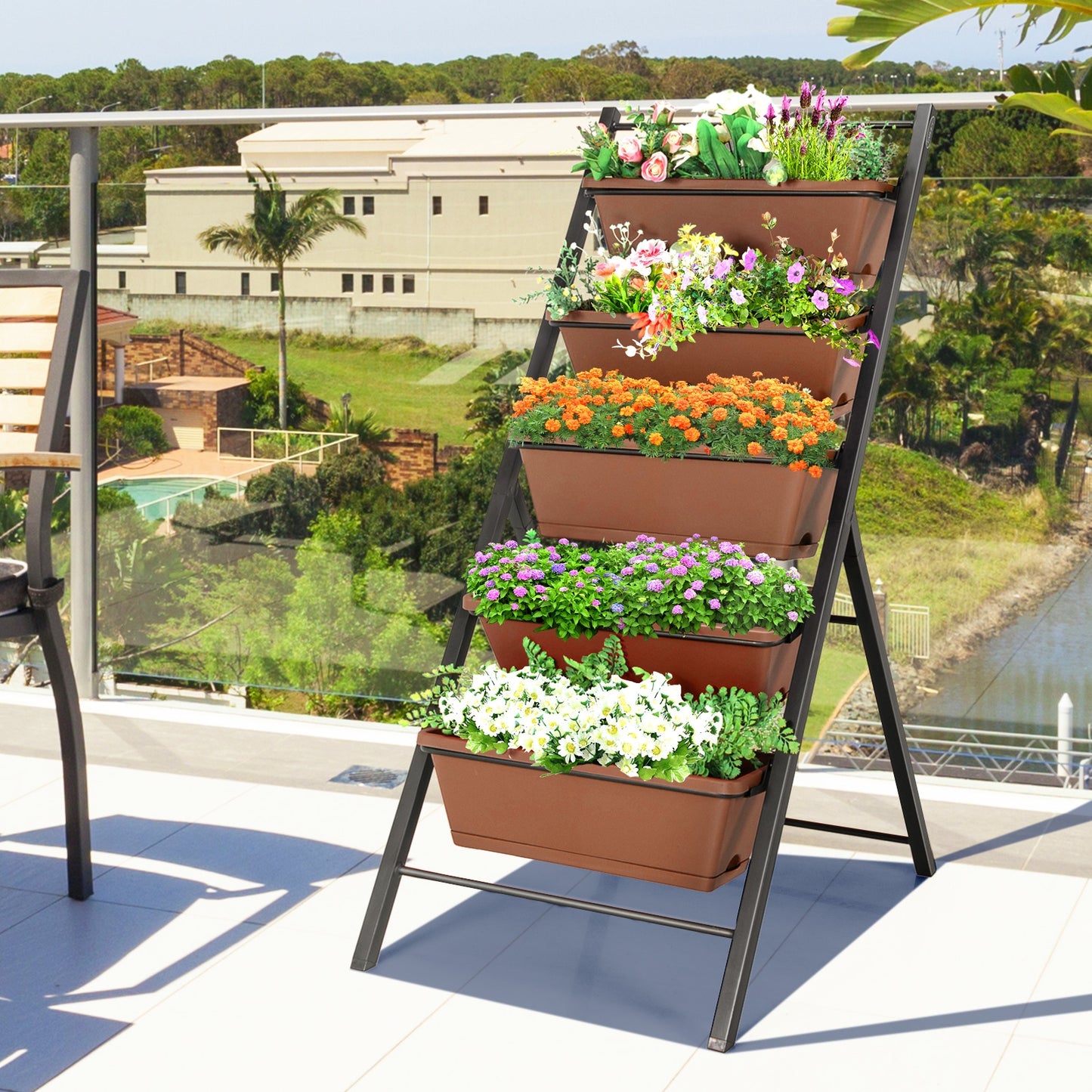 5-tier Vertical Garden Planter Box Elevated Raised Bed with 5 Container, Brown Raised Garden Beds at Gallery Canada