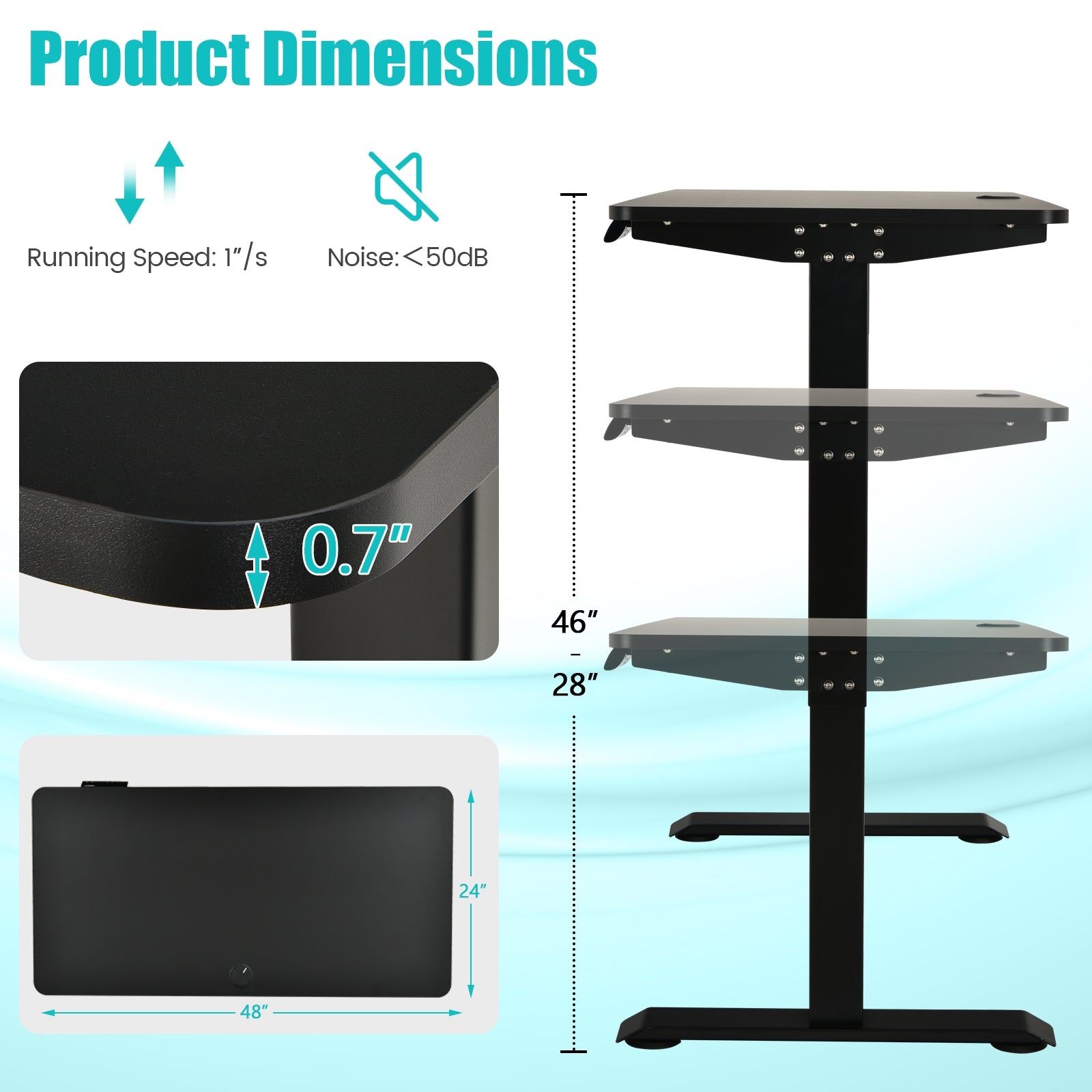 Electric Height Adjustable Standing Desk, Black Standing Desks at Gallery Canada