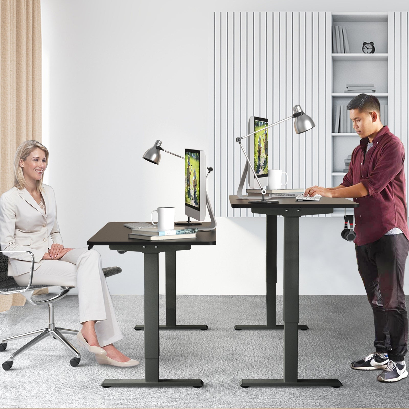 Electric Height Adjustable Standing Desk, Black Standing Desks at Gallery Canada