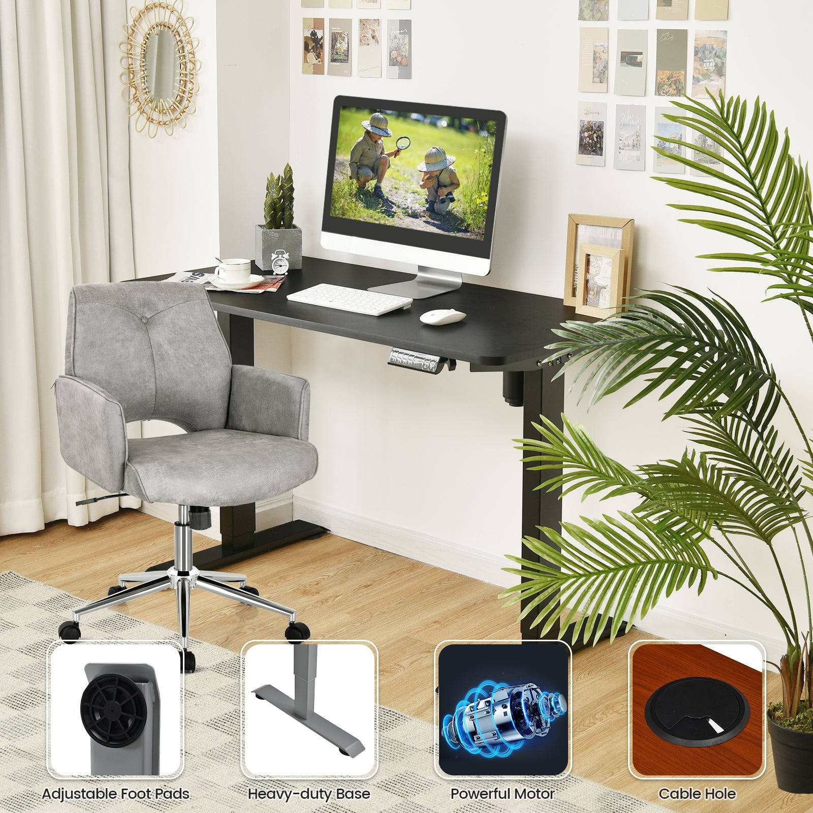 Electric Height Adjustable Standing Desk, Black Standing Desks at Gallery Canada