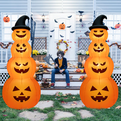 8 Feet Inflatable Halloween Pumpkin Stack, Built-in LED Lights, Orange Halloween at Gallery Canada