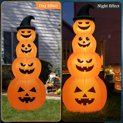 8 Feet Inflatable Halloween Pumpkin Stack, Built-in LED Lights, Orange Halloween at Gallery Canada