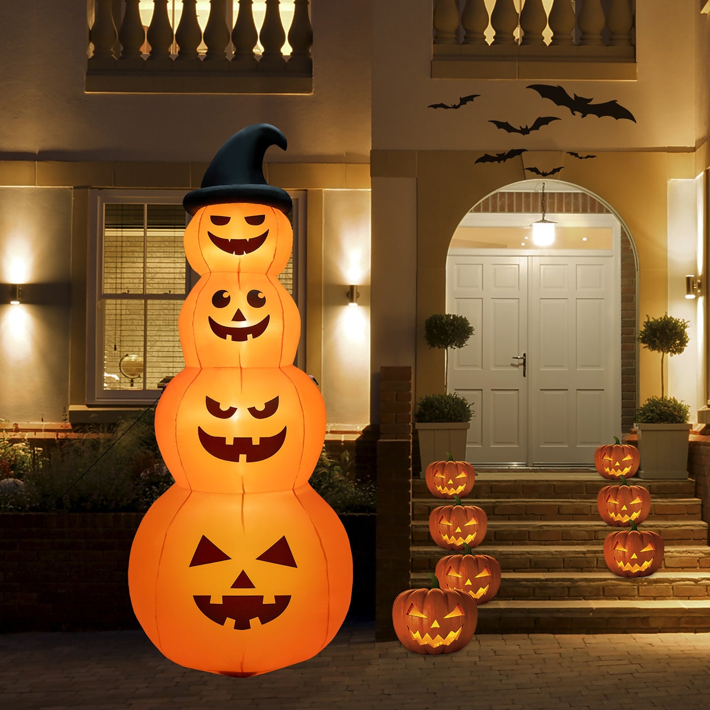 8 Feet Inflatable Halloween Pumpkin Stack, Built-in LED Lights, Orange Halloween at Gallery Canada