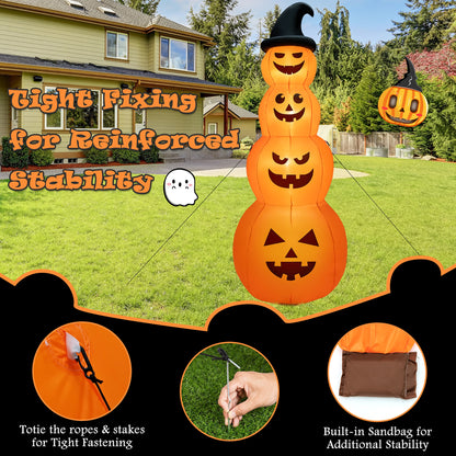8 Feet Inflatable Halloween Pumpkin Stack, Built-in LED Lights, Orange Halloween at Gallery Canada