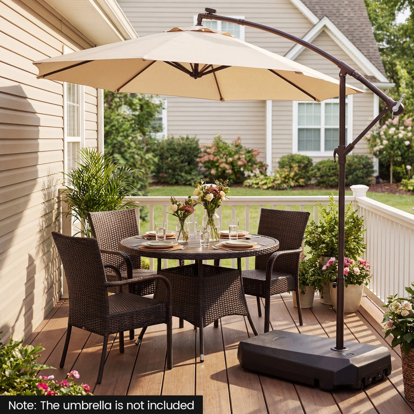 165 LBS Cantilever Umbrella Base with Wheels and Cross Base Outdoor Umbrella Bases at Gallery Canada