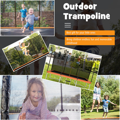 8 x 14 Feet Recreational Trampoline, Safety Enclosure Net, Ladder, Orange Trampolines at Gallery Canada