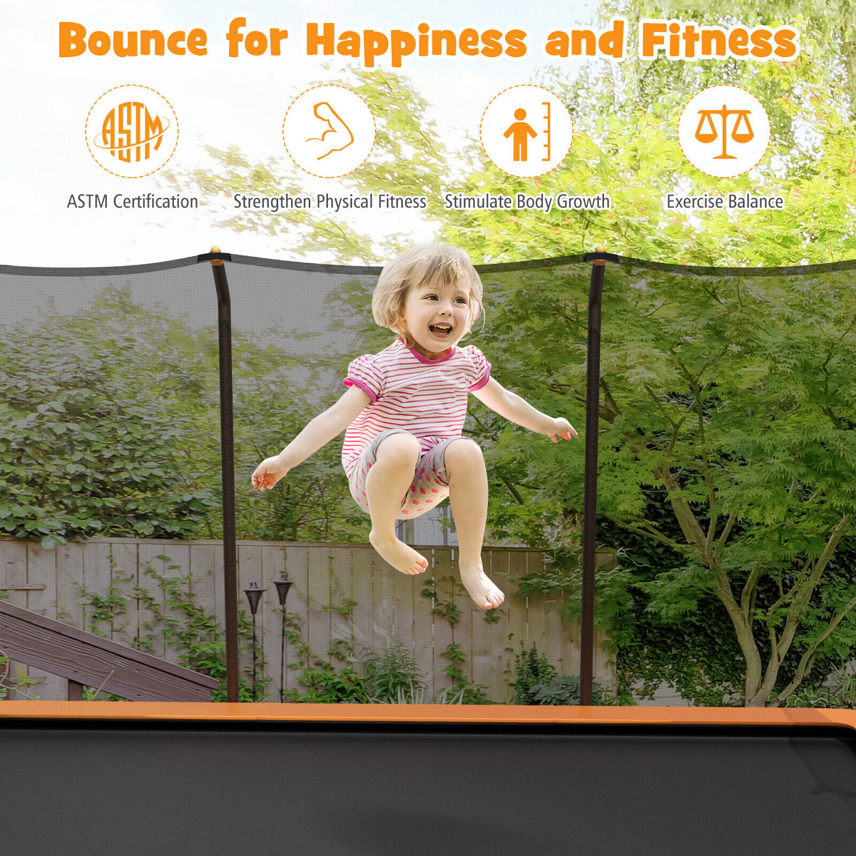 8 x 14 Feet Recreational Trampoline, Safety Enclosure Net, Ladder, Orange Trampolines at Gallery Canada