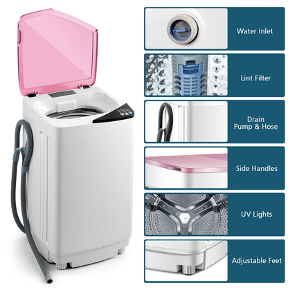 Full Automatic Washing Machine, 7.7 lbs, Washer Spinner Germicidal, Pink Washing Machines at Gallery Canada