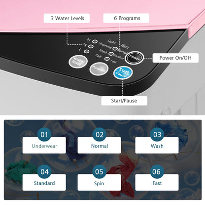 Full Automatic Washing Machine, 7.7 lbs, Washer Spinner Germicidal, Pink Washing Machines at Gallery Canada