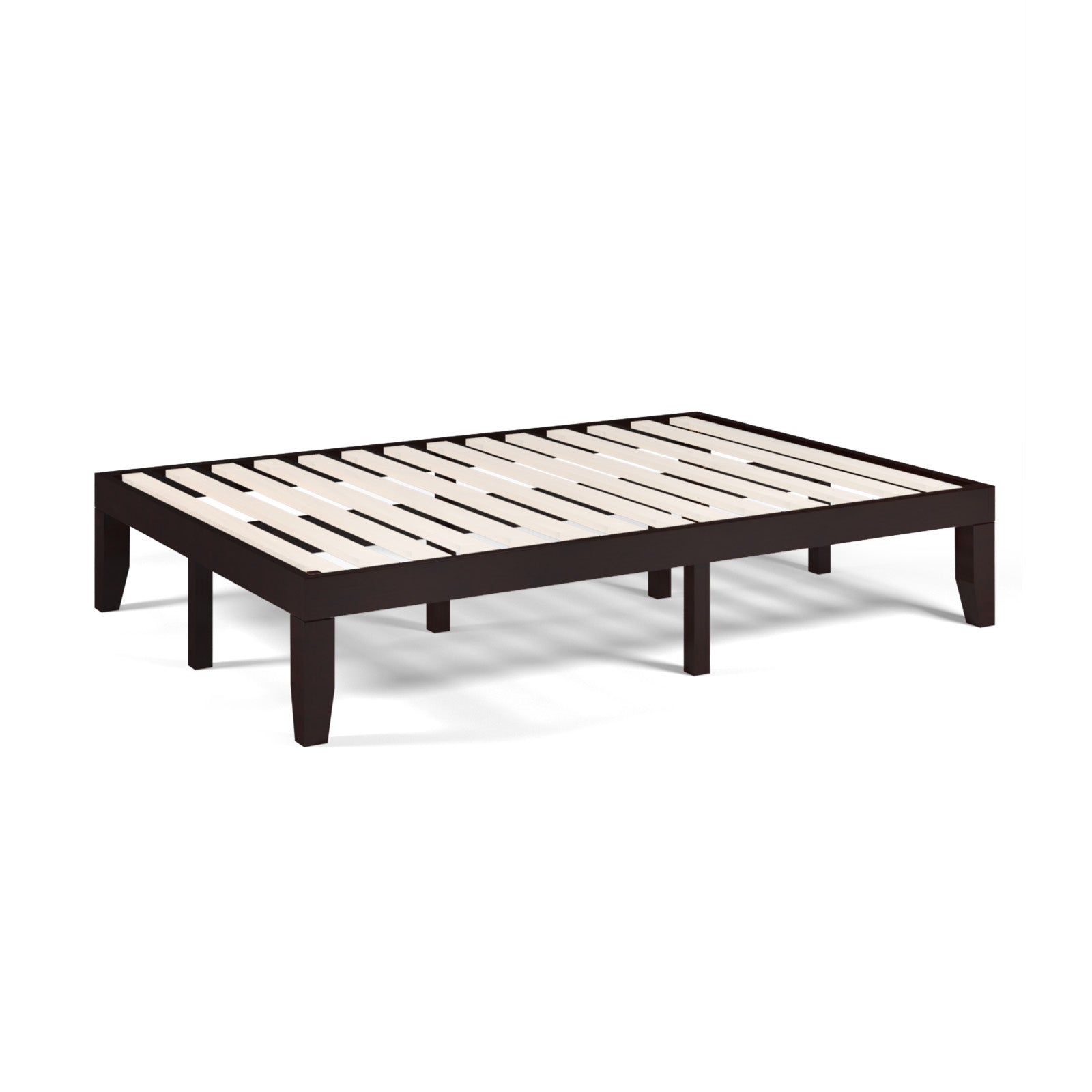 14 Inch Full Size Wood Platform Bed Frame, Brown Simple Bed Frame at Gallery Canada