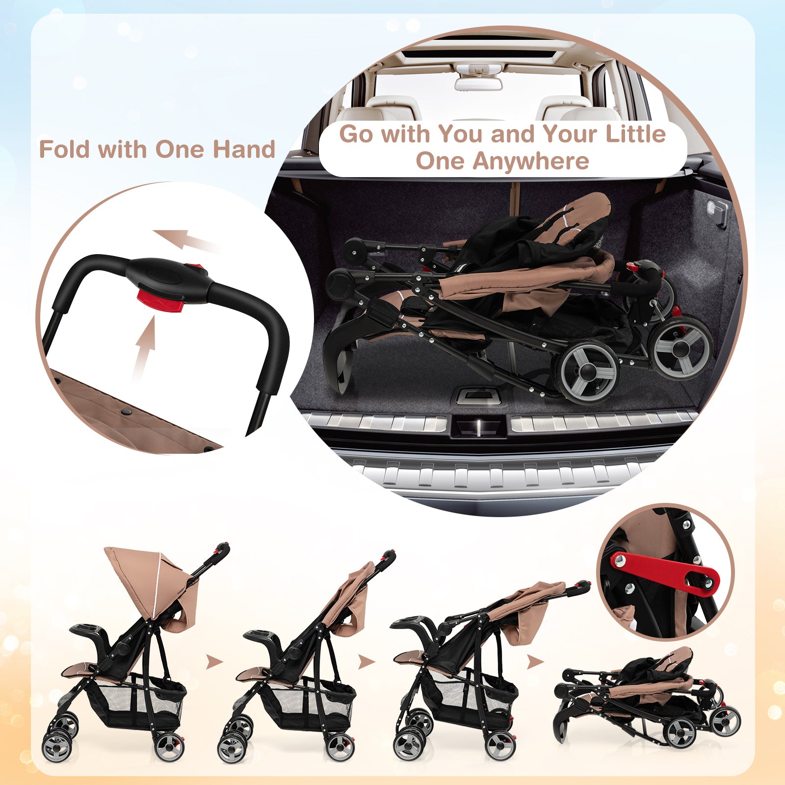 Toddler Travel Stroller, Airplane, Canopy, Adjustable Backrest, Coffee Baby Strollers at Gallery Canada