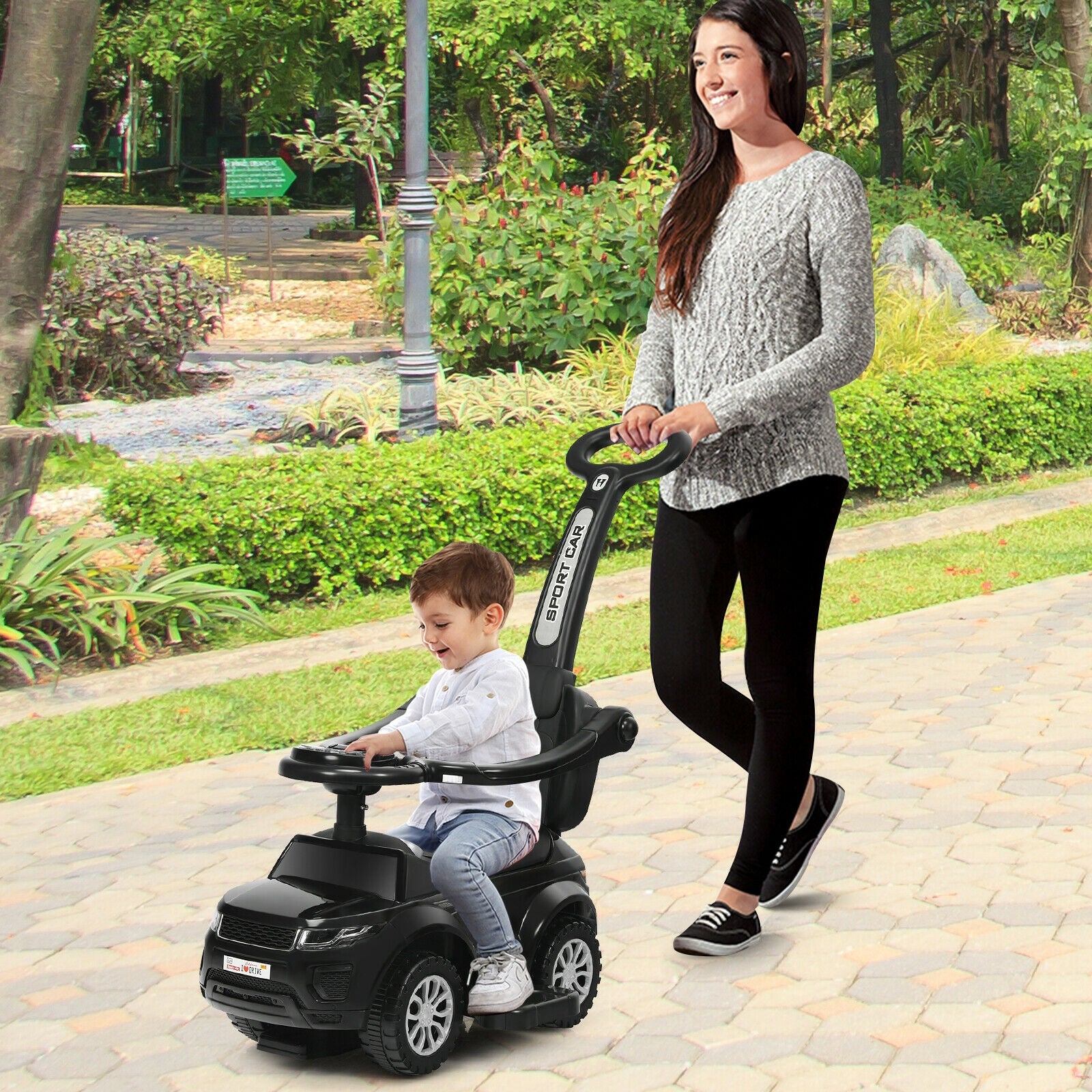 3 In 1 Ride On Push Car, Toddler Stroller Sliding Car With Music, Black Push & Pedal Ride On Toys at Gallery Canada