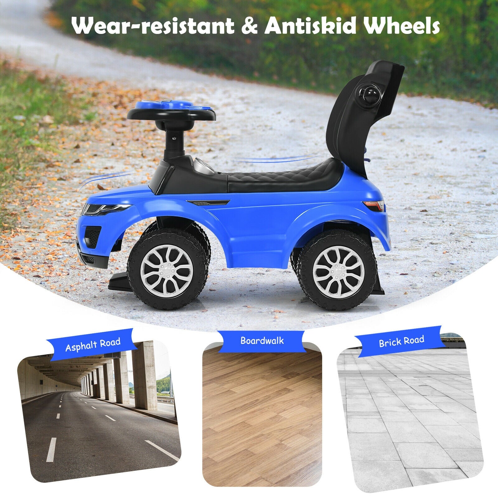 3 In 1 Ride On Push Car, Toddler Stroller, Blue Push & Pedal Ride On Toys at Gallery Canada