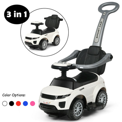 3 In 1 Ride On Push Car, Toddler Stroller, Sliding Car With Music, White Push & Pedal Ride On Toys at Gallery Canada