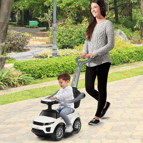 3 In 1 Ride On Push Car, Toddler Stroller, Sliding Car With Music, White