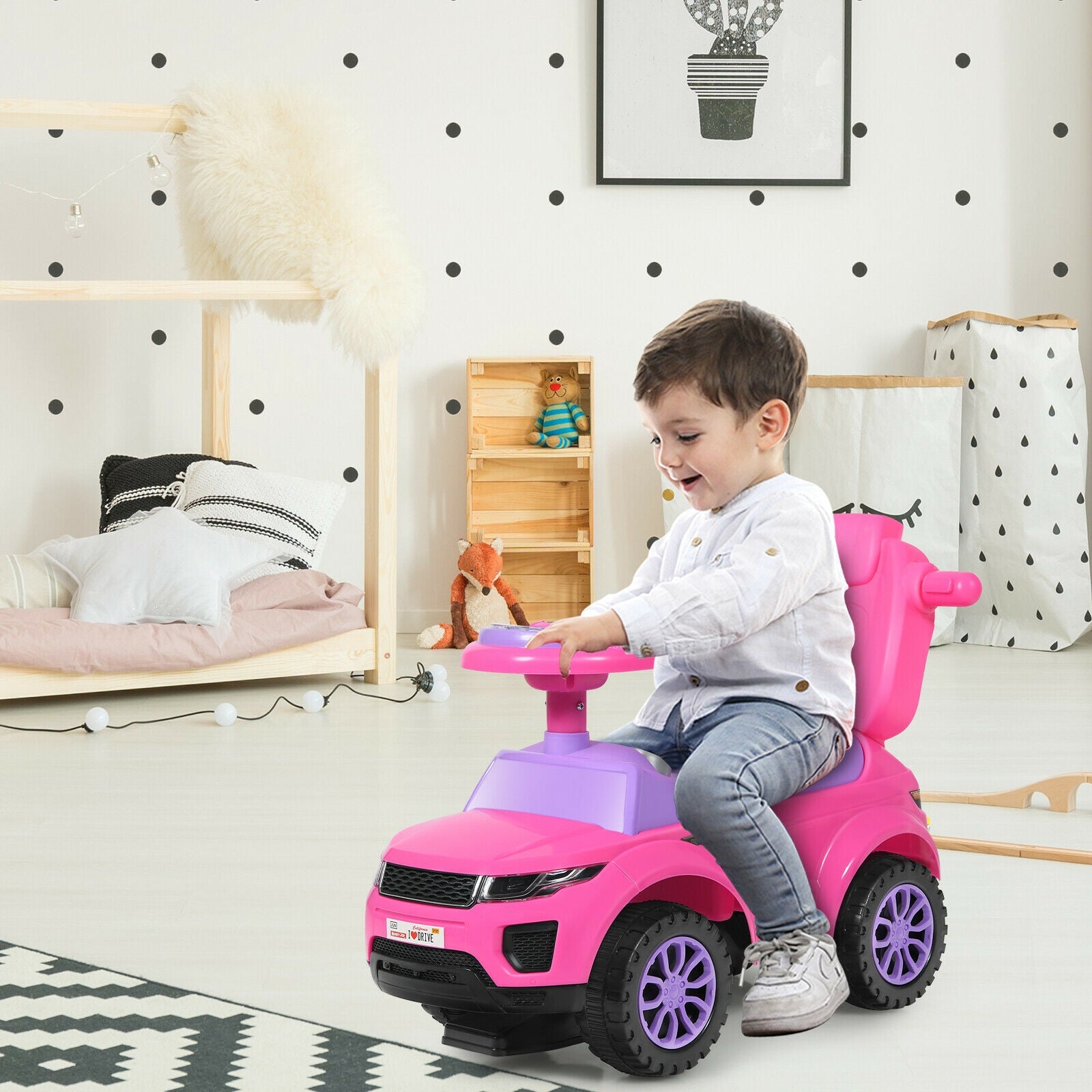 3 In 1 Ride On Push Car, Toddler Stroller, Pink Push & Pedal Ride On Toys at Gallery Canada