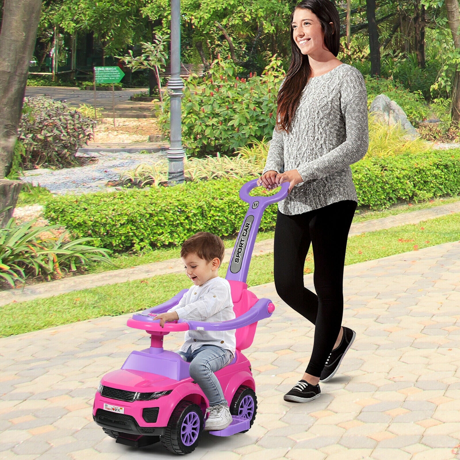 3 In 1 Ride On Push Car, Toddler Stroller, Pink Push & Pedal Ride On Toys at Gallery Canada