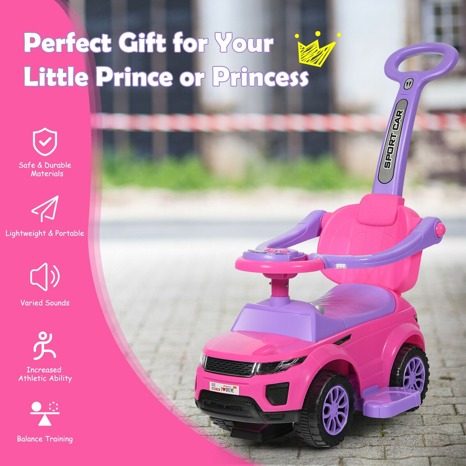 3 In 1 Ride On Push Car, Toddler Stroller, Pink Push & Pedal Ride On Toys at Gallery Canada