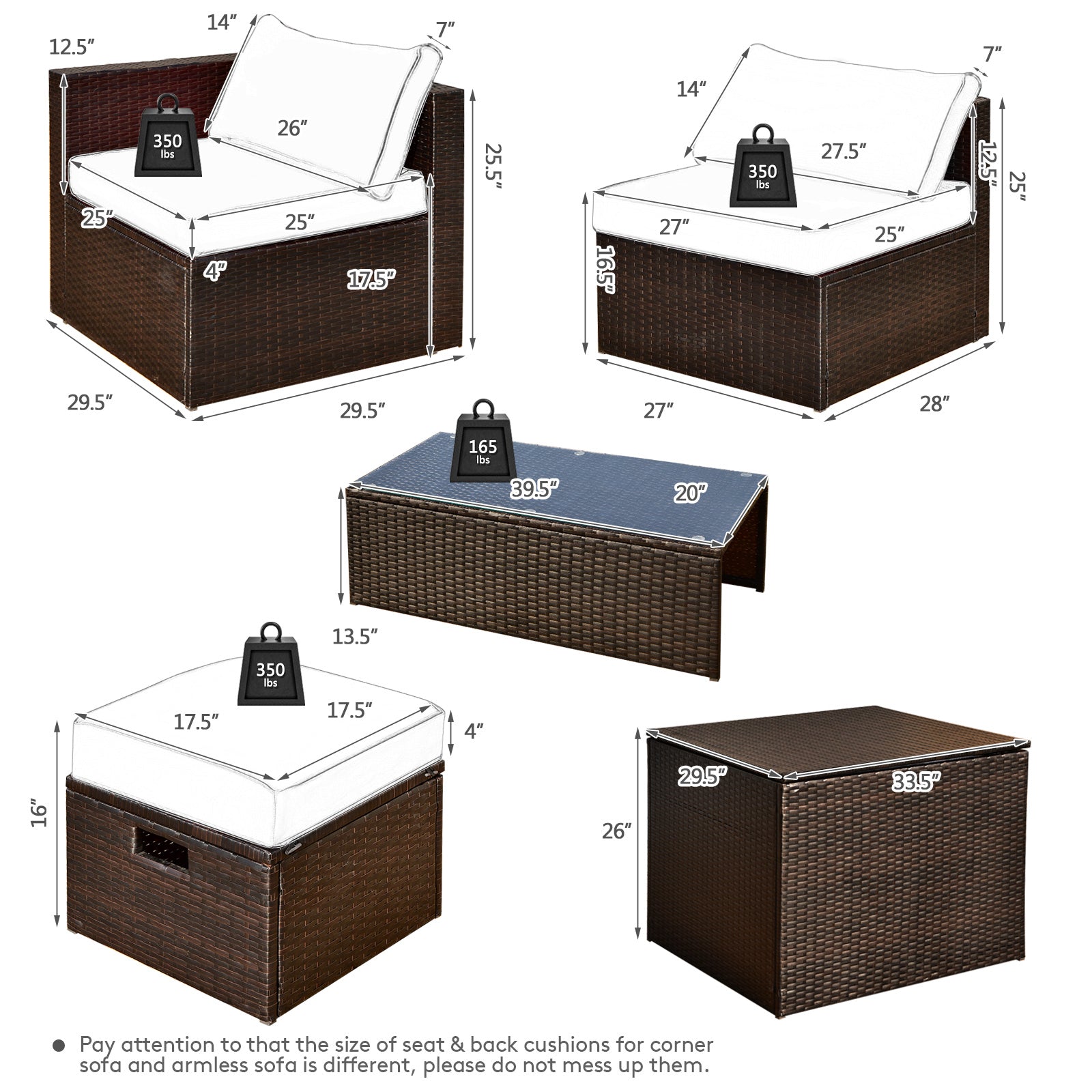8 Piece Rattan Patio Furniture Set With Storage Box, Turquoise Outdoor Sectionals at Gallery Canada