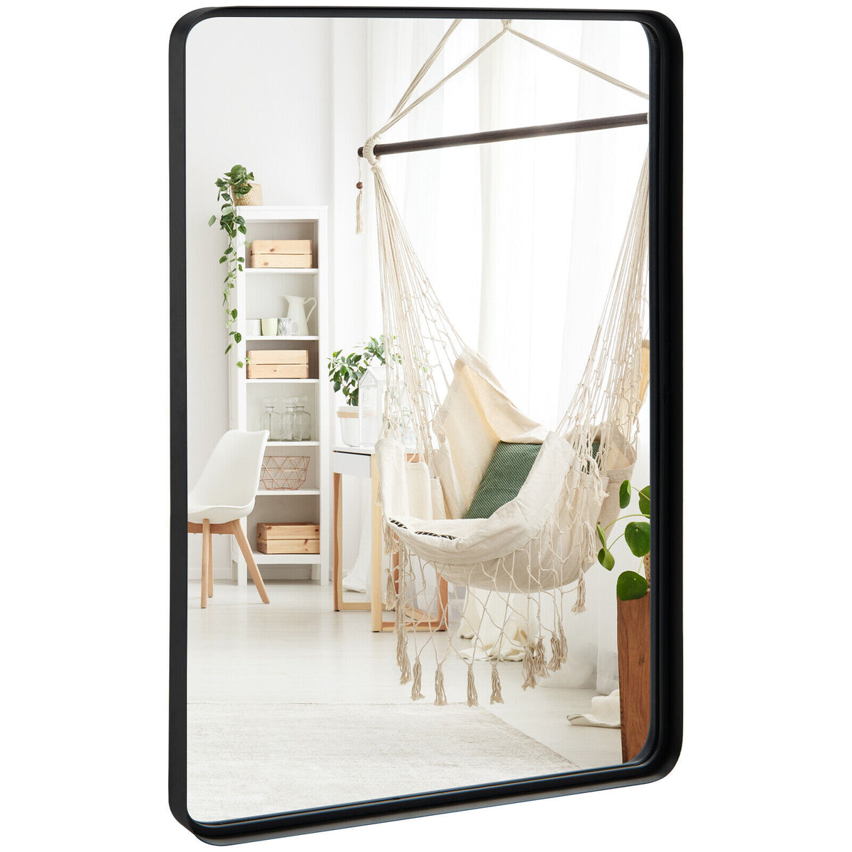 Rectangular Wall Mount Bathroom Mirror, Solid Steel Frame, L, Black Wall Mirrors at Gallery Canada