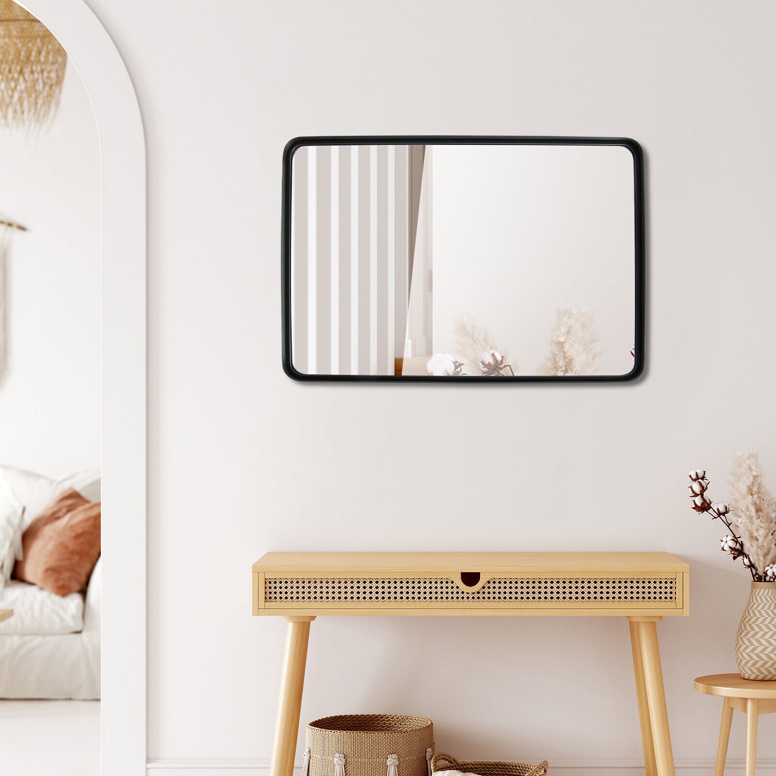 Rectangular Wall Mount Bathroom Mirror, Solid Steel Frame, L, Black Wall Mirrors at Gallery Canada
