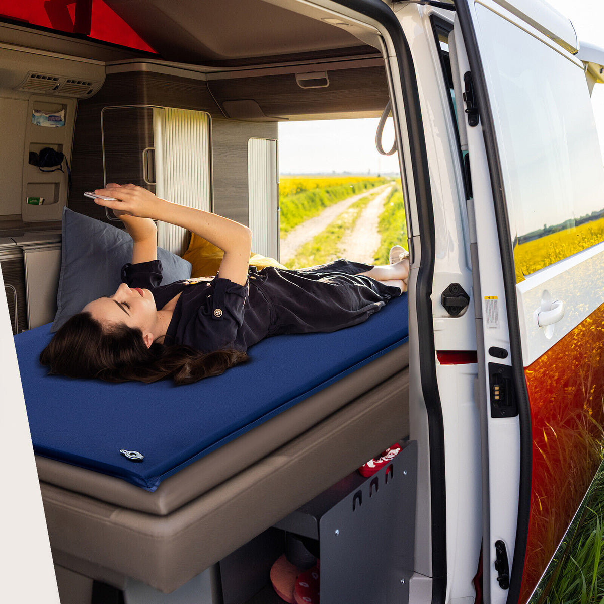 Self-Inflating Lightweight Folding Foam Sleeping Cot, Blue Air Mattresses & Sleeping Bags at Gallery Canada