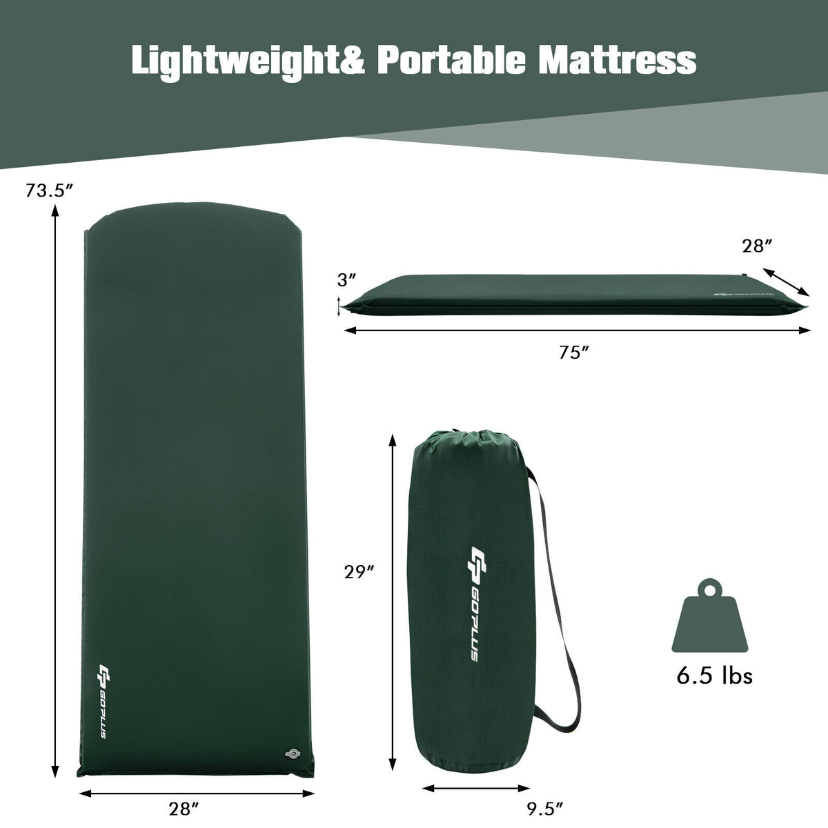 Self-Inflating Lightweight Folding Foam Sleeping Cot, Green Air Mattresses & Sleeping Bags at Gallery Canada