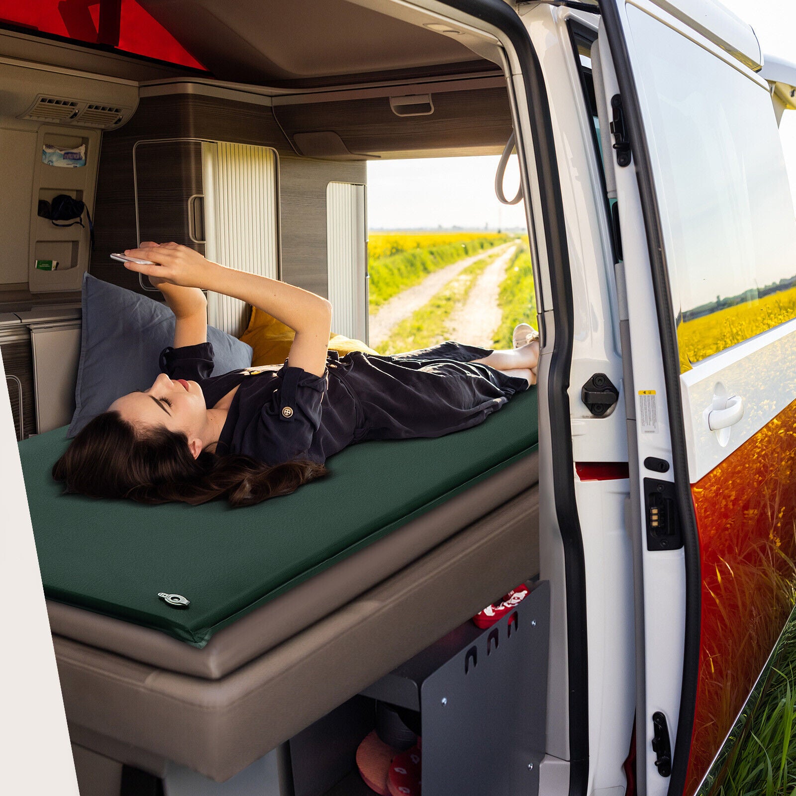 Self-Inflating Lightweight Folding Foam Sleeping Cot, Green Air Mattresses & Sleeping Bags at Gallery Canada