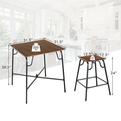 5-Piece Bar Table Set, 4 Counter Height Stools, Rustic Brown Patio Bar Furniture at Gallery Canada