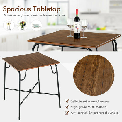 5-Piece Bar Table Set, 4 Counter Height Stools, Rustic Brown Patio Bar Furniture at Gallery Canada