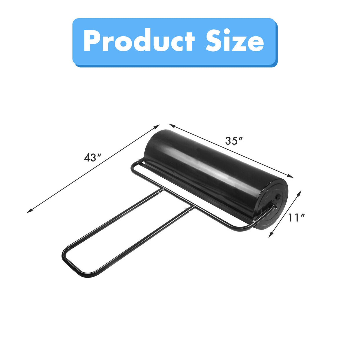 36 x 12 Inch Tow Lawn Roller, Water Filled Metal Push Roller, Black Lawn Care Tools at Gallery Canada