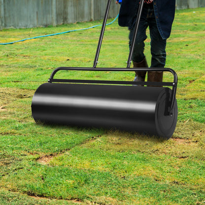 36 x 12 Inch Tow Lawn Roller, Water Filled Metal Push Roller, Black Lawn Care Tools at Gallery Canada