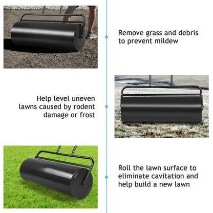 36 x 12 Inch Tow Lawn Roller, Water Filled Metal Push Roller, Black Lawn Care Tools at Gallery Canada
