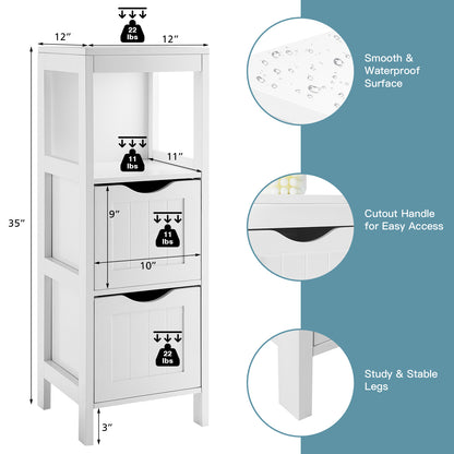 Freestanding Storage Cabinet, 2 Removable Drawers, White Floor Cabinets at Gallery Canada