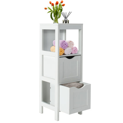 Freestanding Storage Cabinet, 2 Removable Drawers, White Floor Cabinets at Gallery Canada