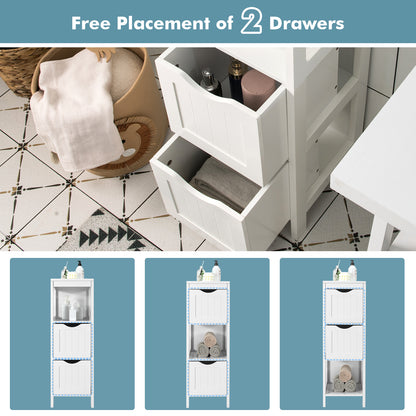 Freestanding Storage Cabinet, 2 Removable Drawers, White Floor Cabinets at Gallery Canada