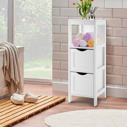 Freestanding Storage Cabinet, 2 Removable Drawers, White Floor Cabinets at Gallery Canada