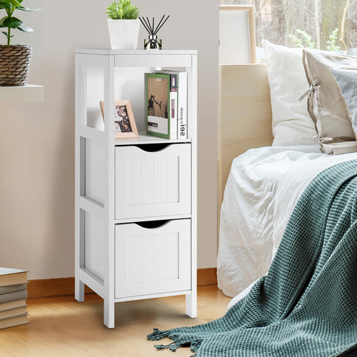 Freestanding Storage Cabinet, 2 Removable Drawers, White