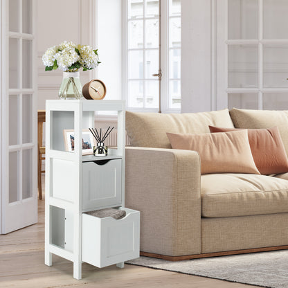 Freestanding Storage Cabinet, 2 Removable Drawers, White Floor Cabinets at Gallery Canada