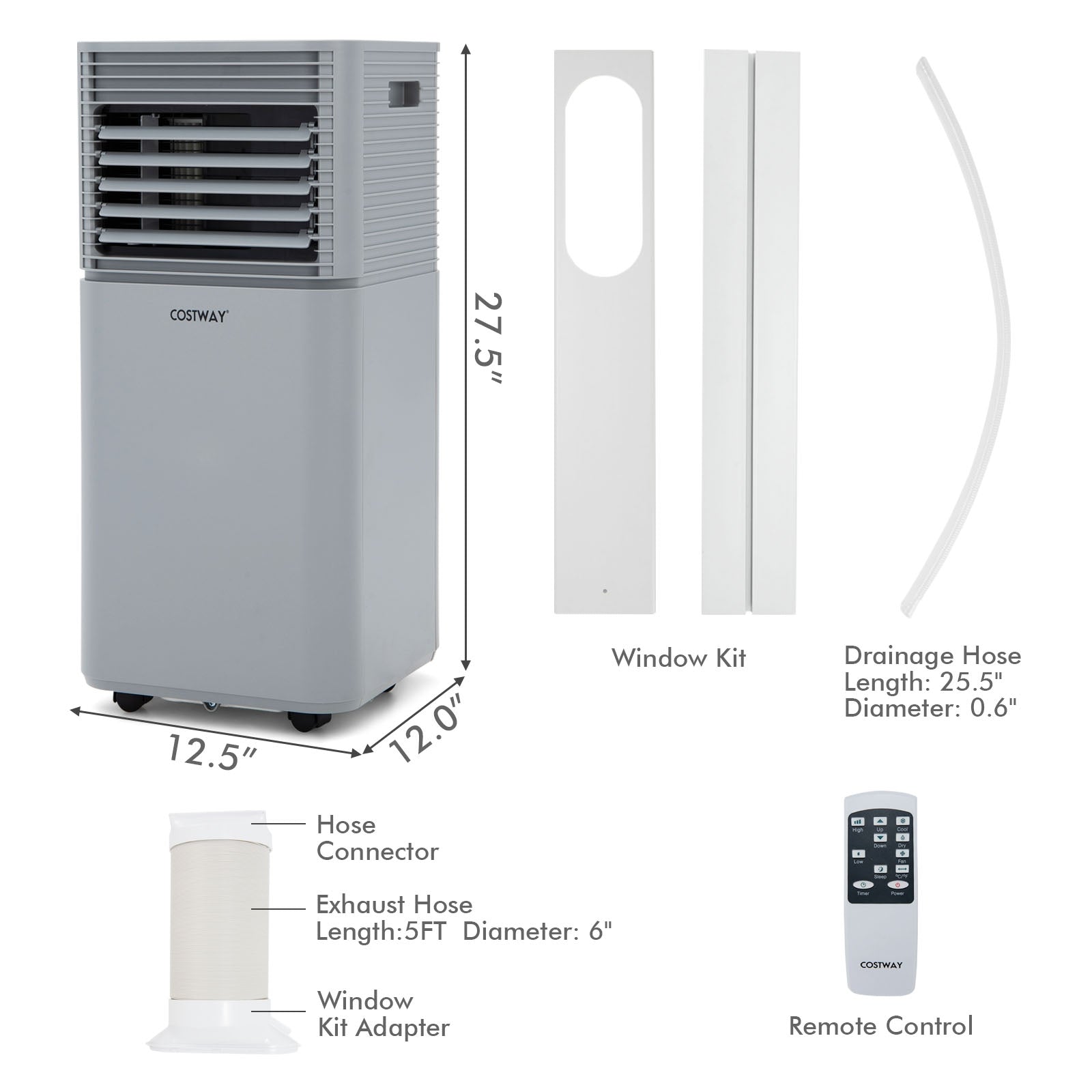 8000 BTU Air Cooler, Dehumidifier, Fan Mode, Gray Portable Air Conditioners at Gallery Canada