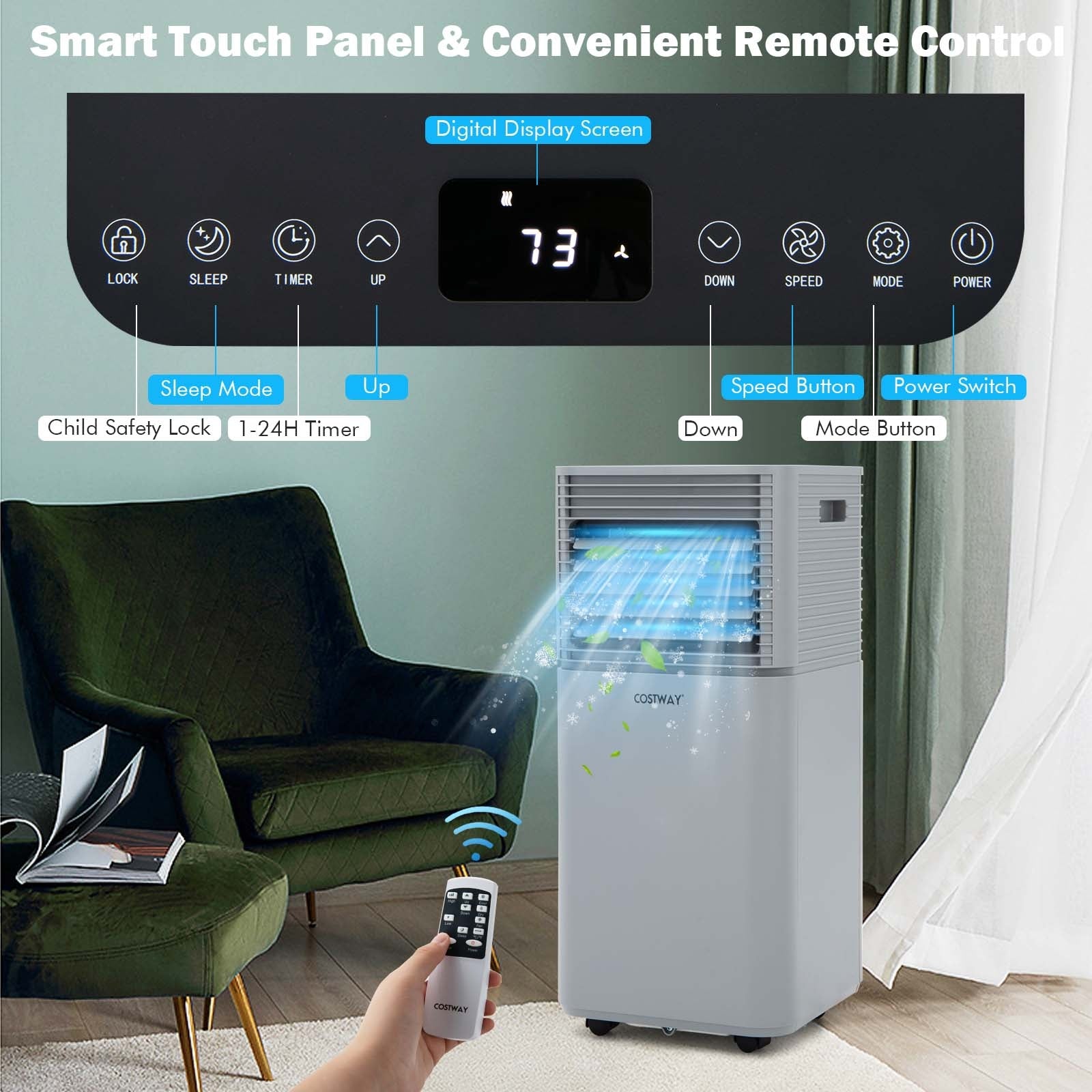 8000 BTU Air Cooler, Dehumidifier, Fan Mode, Gray Portable Air Conditioners at Gallery Canada