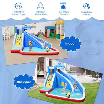 4-in-1 Inflatable Water Slide Park, Long Slide, 735W Blower Bounce House at Gallery Canada