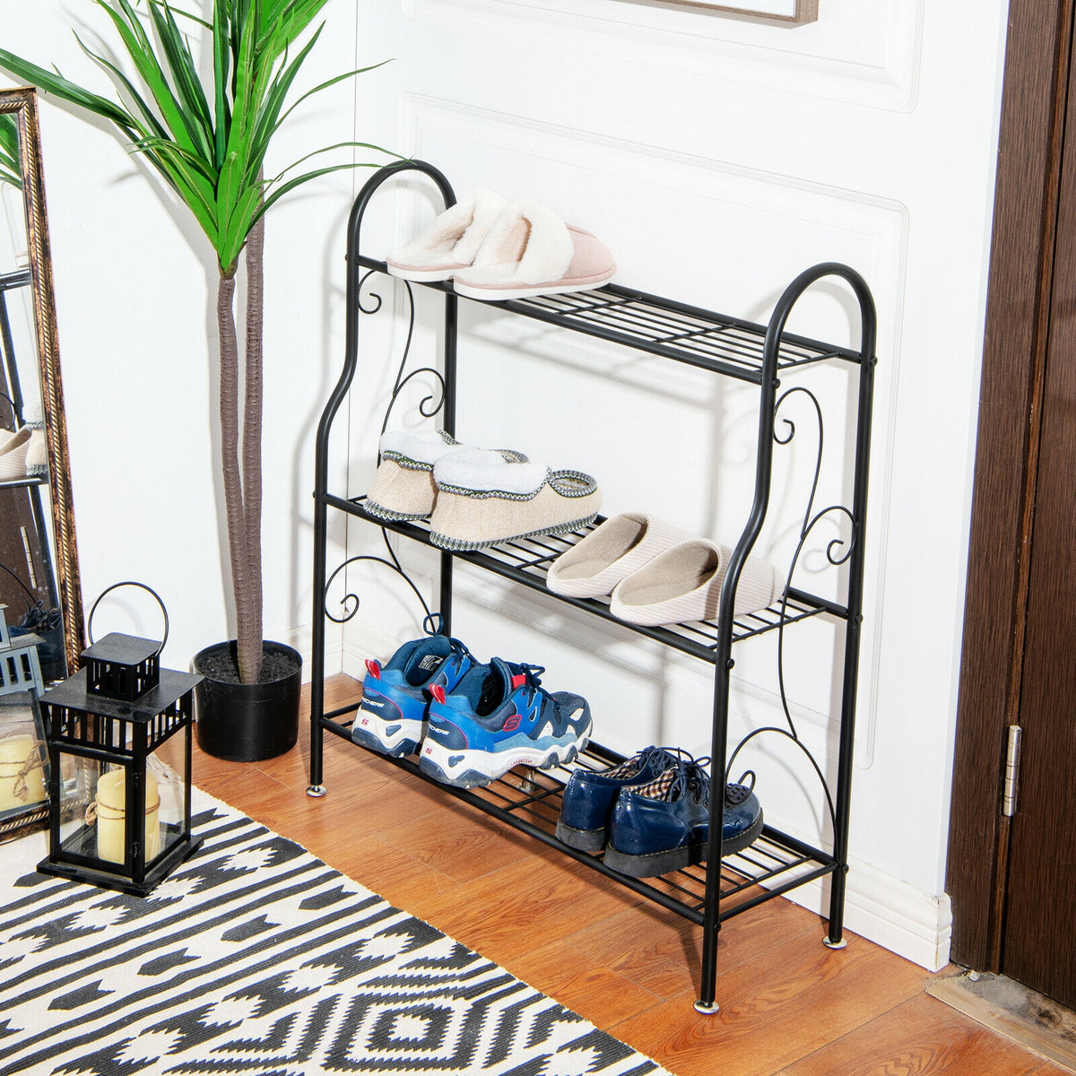3-Tier Scrollwork Metal Plant Stand, Black Plant Stands at Gallery Canada