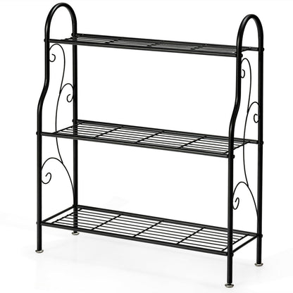 3-Tier Scrollwork Metal Plant Stand, Black Plant Stands at Gallery Canada