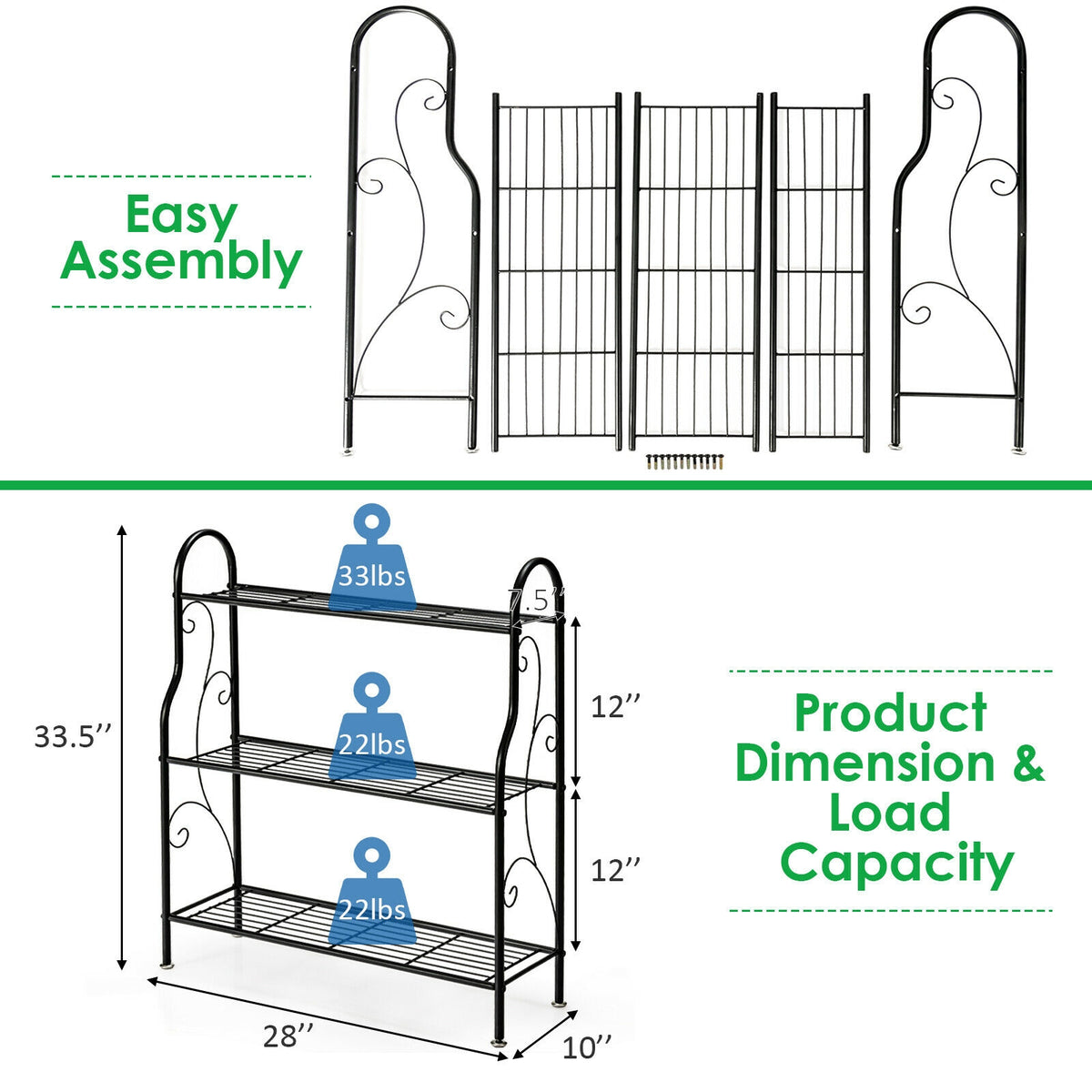 3-Tier Scrollwork Metal Plant Stand, Black Plant Stands at Gallery Canada