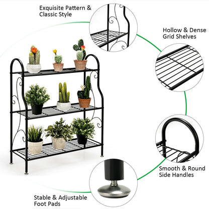 3-Tier Scrollwork Metal Plant Stand, Black Plant Stands at Gallery Canada