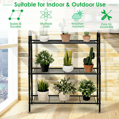 3-Tier Scrollwork Metal Plant Stand, Black Plant Stands at Gallery Canada