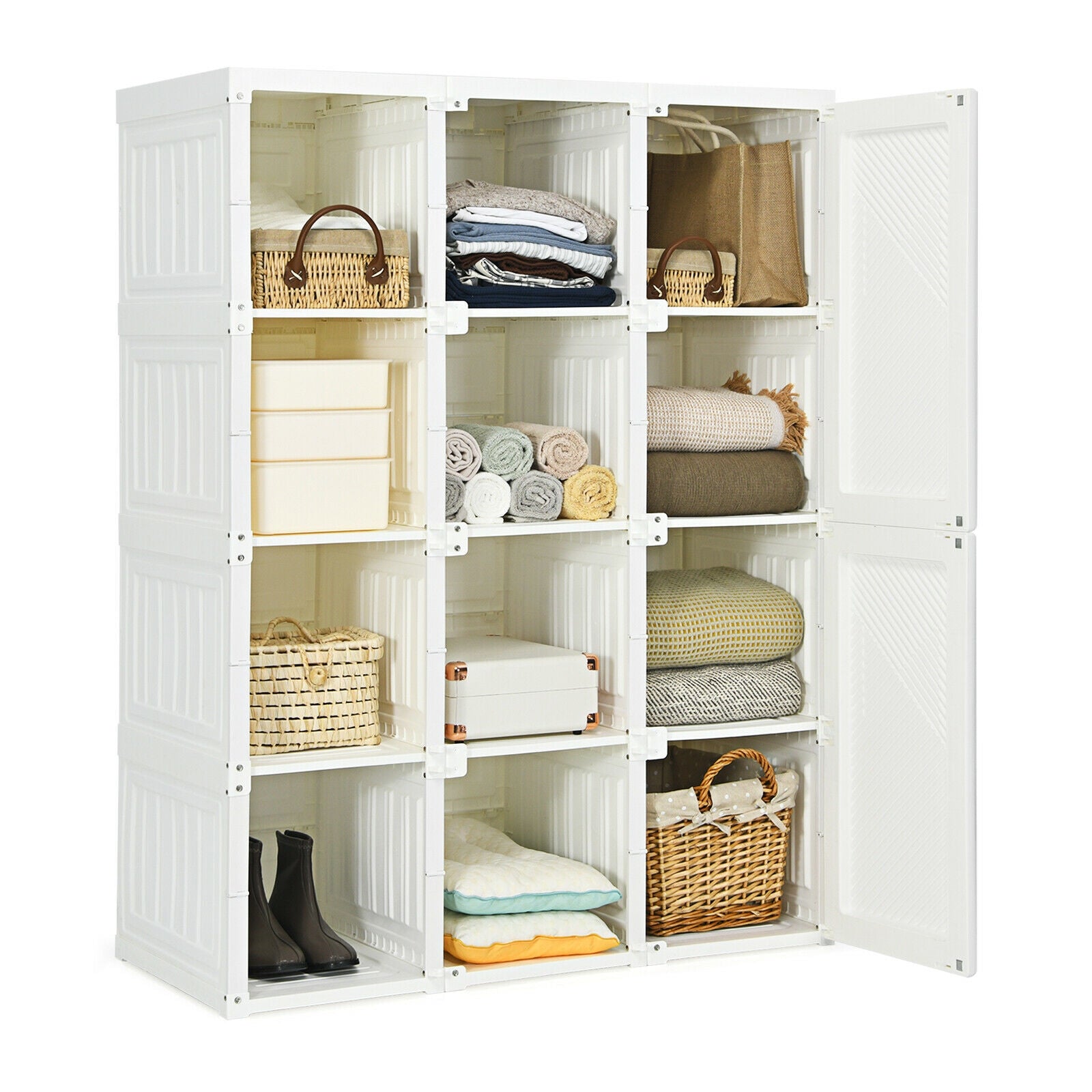 Foldable Armoire Wardrobe Closet, 12 Cubby Storage, White Clothing & Closet Storage at Gallery Canada
